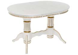 Обеденный стол Герцог молочный с золотой патиной (90x79)