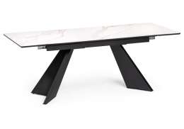 Керамический стол Ливи 140х80х78 белый мрамор / черный (80x78)