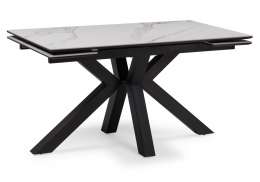 Керамический стол Бронхольм 140(200)х80х77 белый мрамор / черный (80x77)