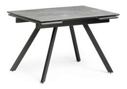 Обеденный стол Габбро 120(180)х80х76 серый мрамор / черный (80x76)